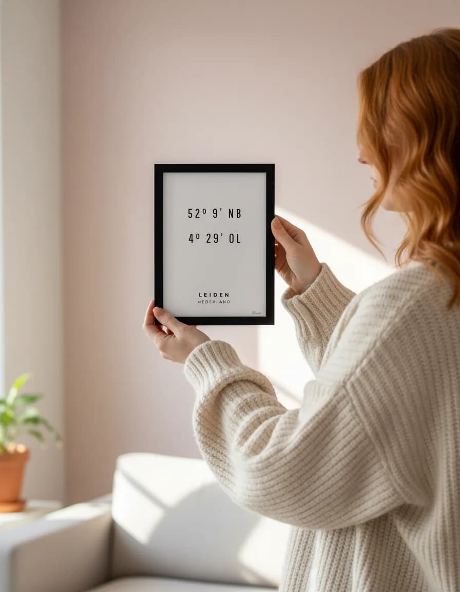 Typografische poster in een minimalistische woonruimte