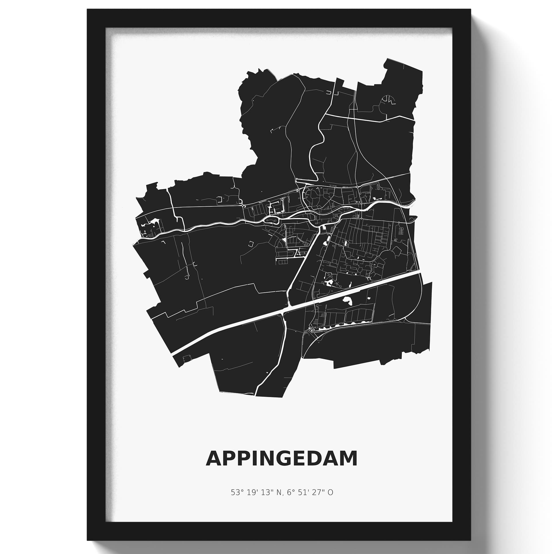 Poster Appingedam - Zwart/Wit