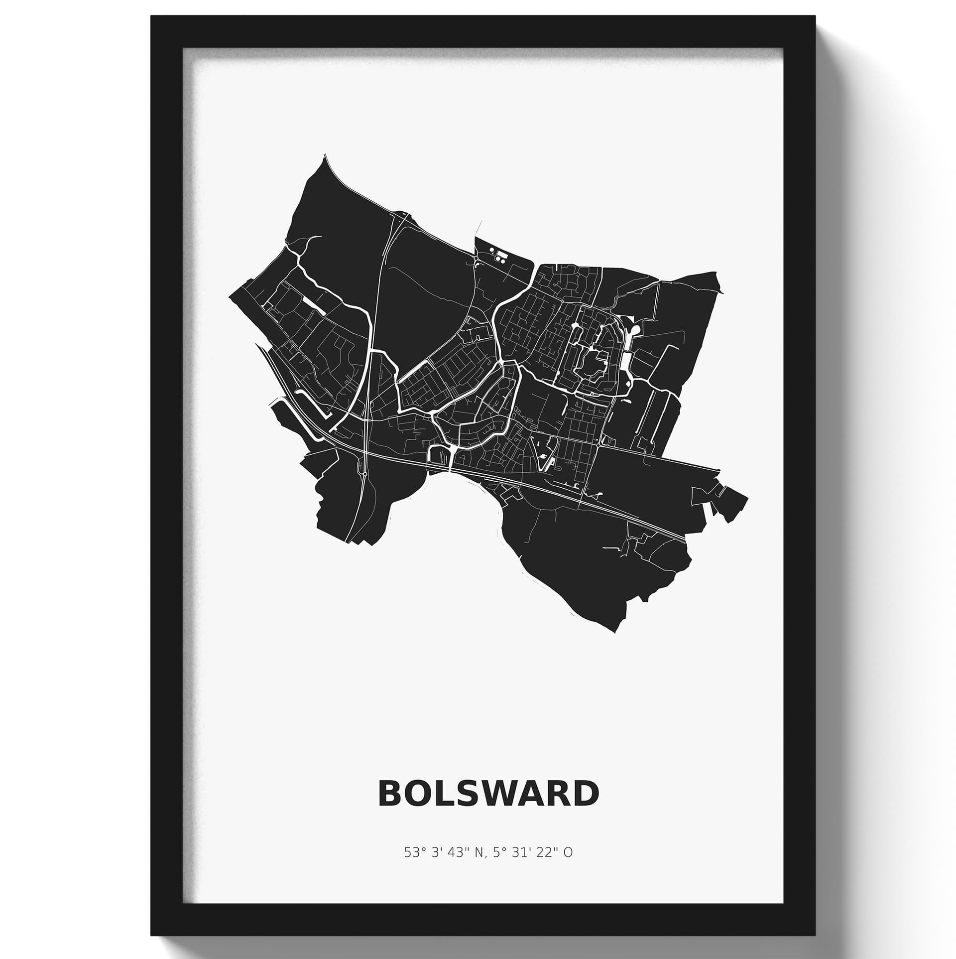 Poster Bolsward - Zwart/Wit