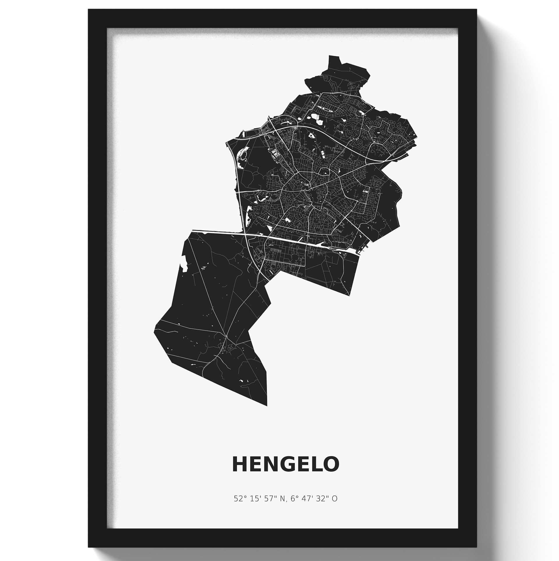 Poster Hengelo - Zwart/Wit