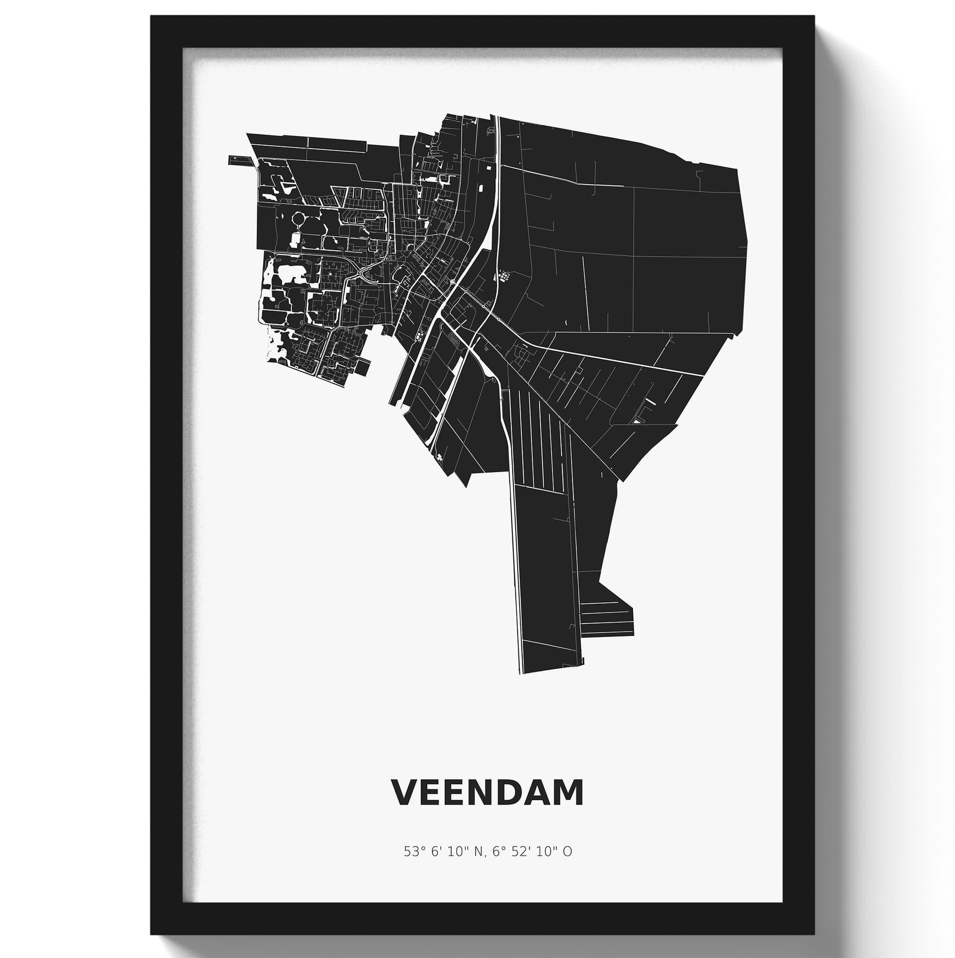 Poster Veendam - Zwart/Wit