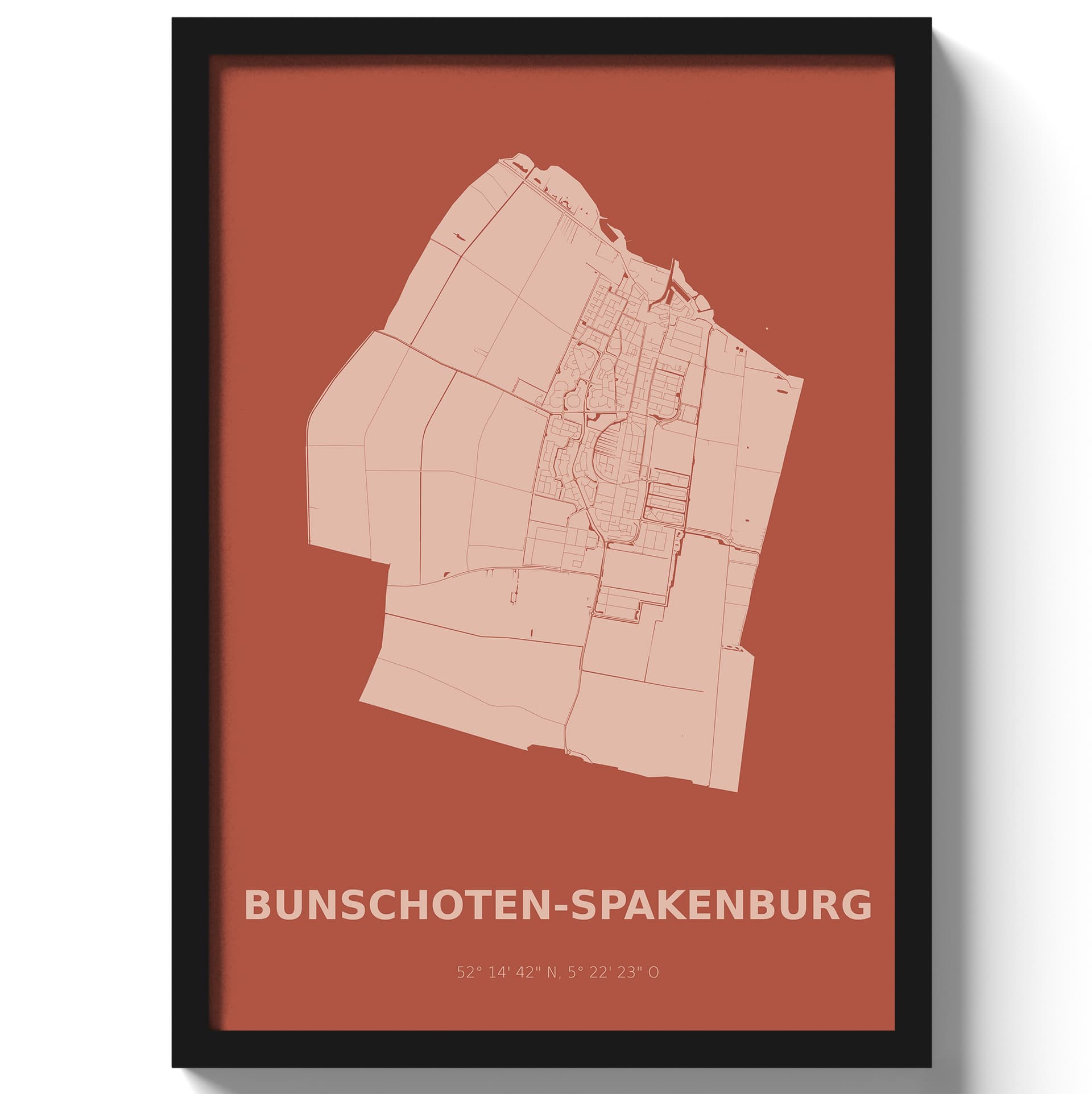 Poster Bunschoten-SpakenburgA4 - 21 x 30 cm - Rood