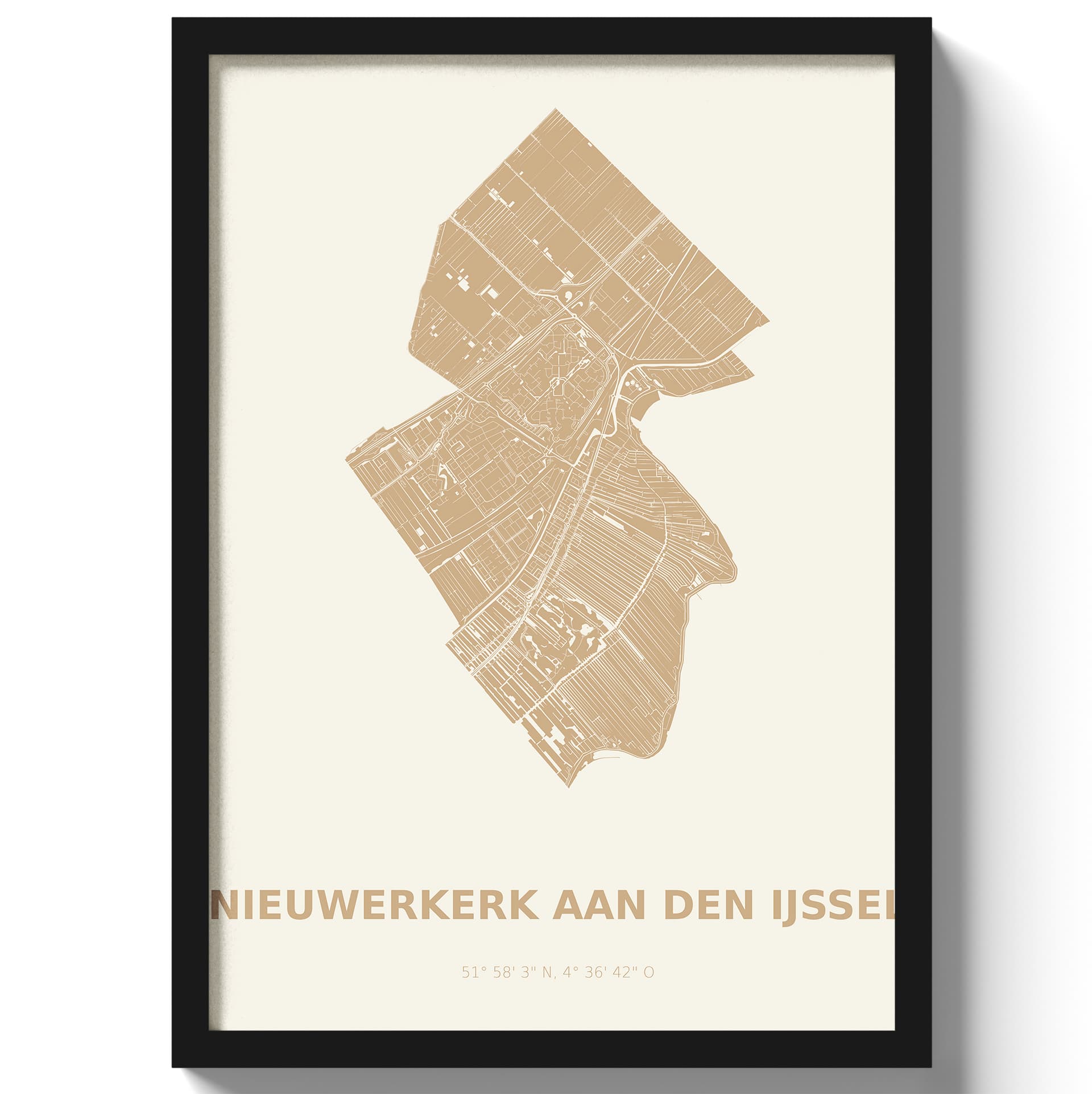 Poster Nieuwerkerk aan den IJssel - Beige