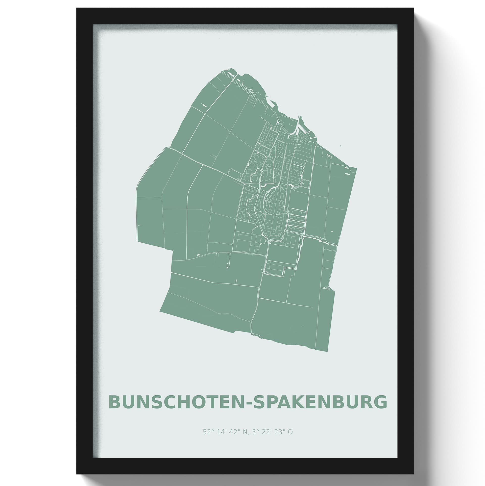 Poster Bunschoten-SpakenburgA4 - 21 x 30 cm - Groen